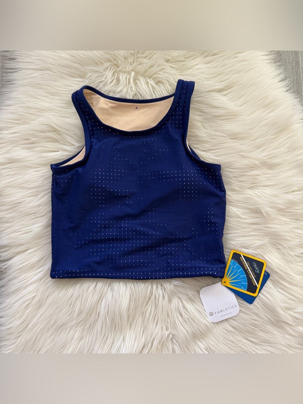Fabletics Royal Blue Valentina Carvico Mesh Swim Crop Top NWT Size XS